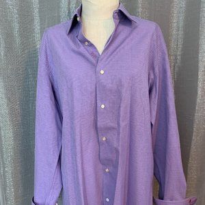 Robert Graham Purple Check Gingham Plaid Checked Button Front Shirt 43/17 Cuffs